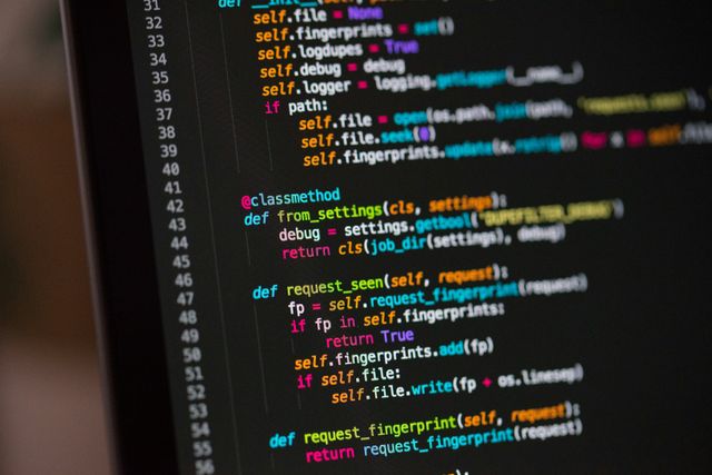 Photo of a screen showing a code editor
