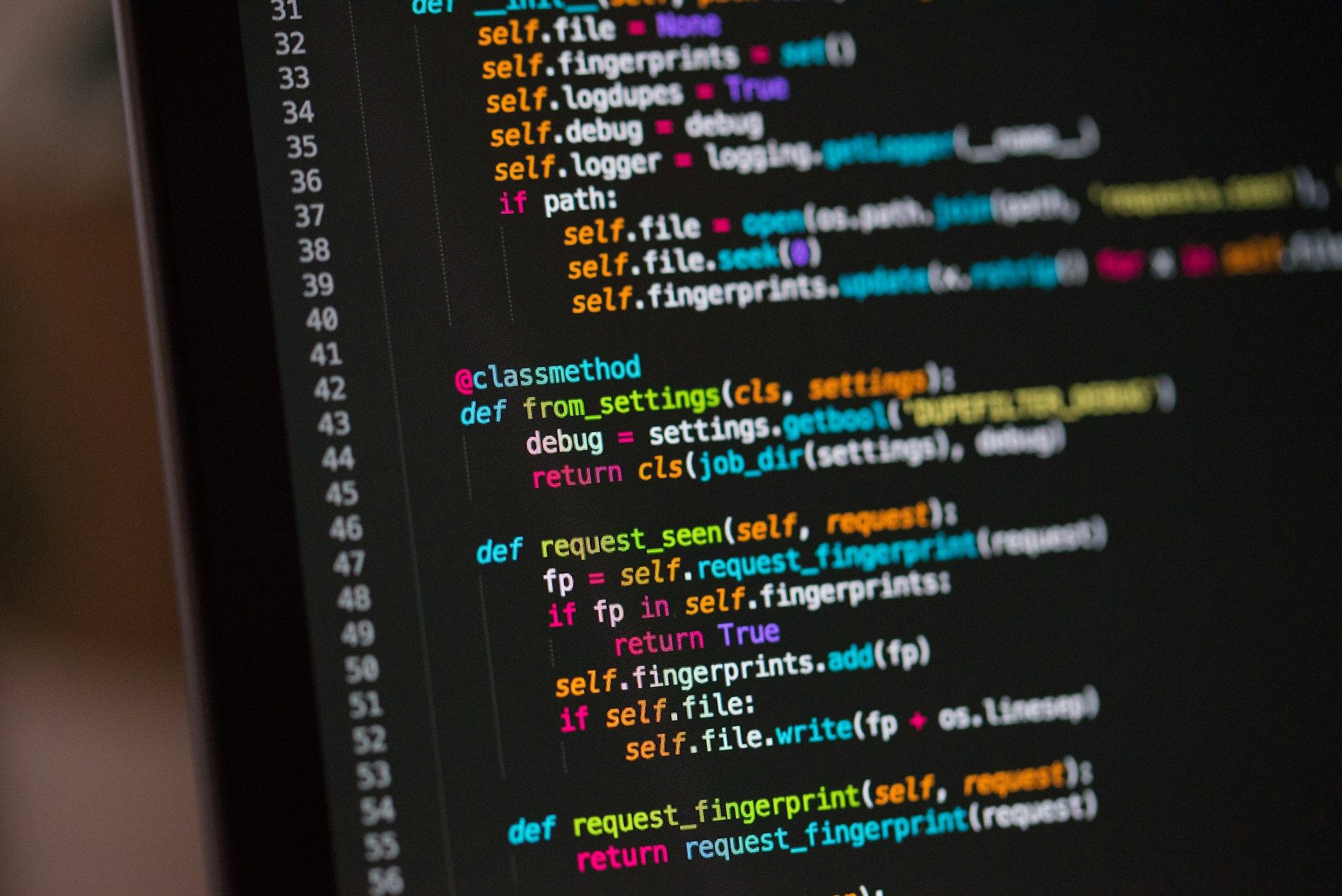 Photo of a screen showing a code editor