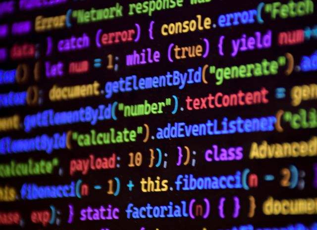 Photo of a screen showing a close-up of programming code